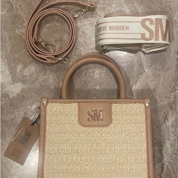 Steve Madden Small Straw Camel Satchel NWT - Picture 7 of 7